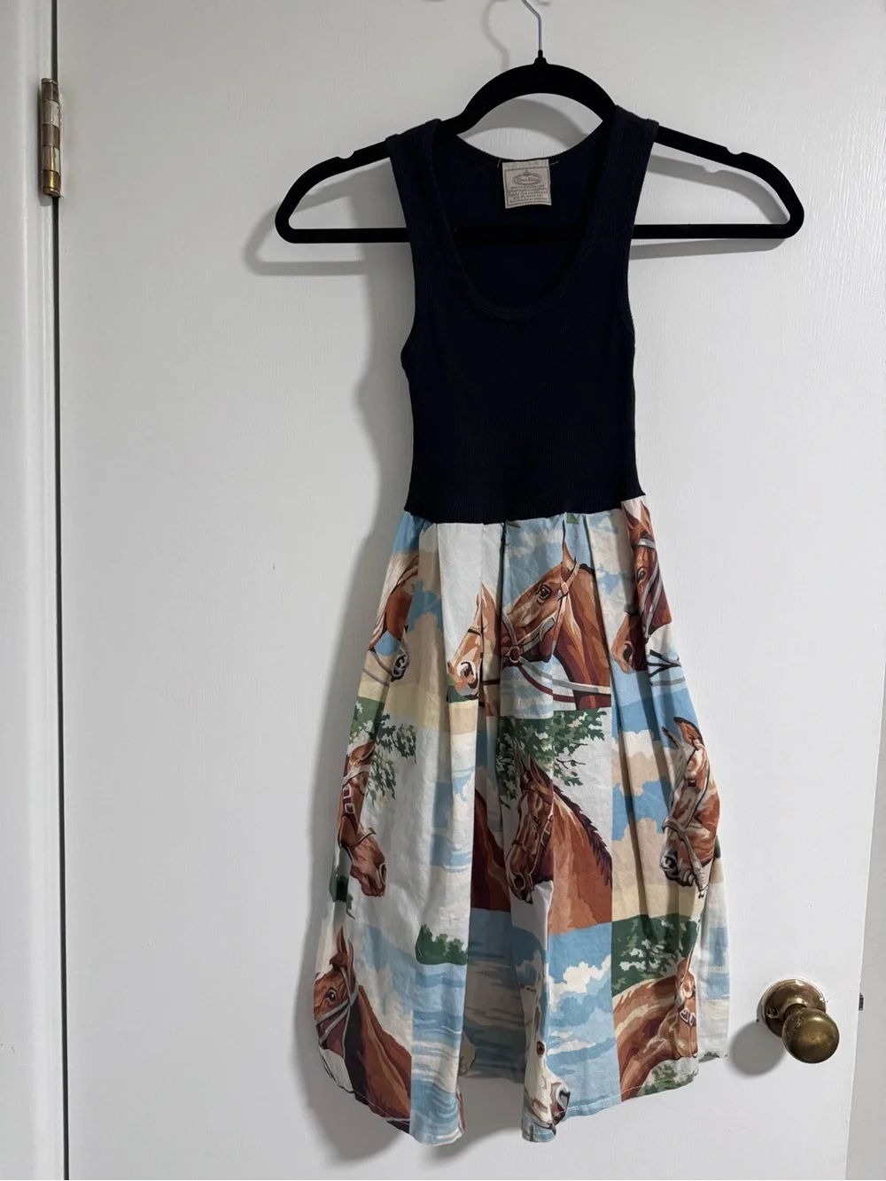 Vintage Reworked Hankie Babies 2T - 3T Girls Maxi Long Equestrian Dress Handmade